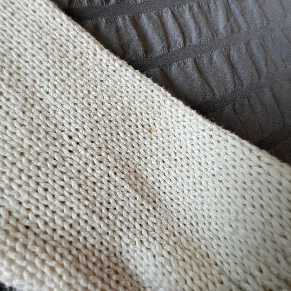 Vintage Havana Black Star Intarsia Knit Sweater White Crew Neck High Low Hem M - Picture 6 of 7